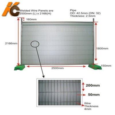 Factory!!!!! KangChen Australia Hot Dipped Galvanized Temporary Fence With Cementing PVC Plastic Base